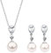 Damen Schmuckset mit Perle, Halskette mit Anhänger und Ohrhänger aus Glas Perlen und Zirkonia Tropfen, Damen Kette und Ohrring Set für Frauen, 925 Sterling Silber