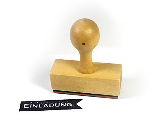 Frau WunderVoll Stempel Einladung - aus Holz, Schrift-/ Motivgröße: 5,8 x 1,3 cm/Motivstempel Textstempel Gummi Holz Gummistempel Stempel Gastgeschenk Stempel Hochzeit Ministempel Dekostempel