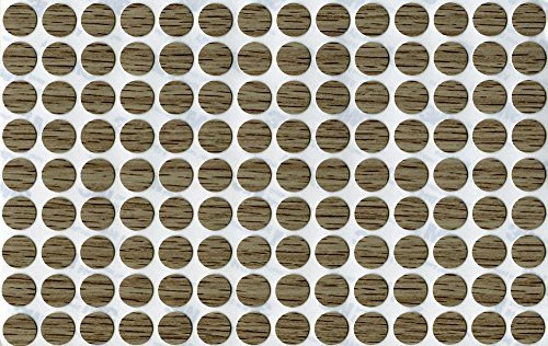 KwikCaps® PVC Bardolino Eiche Grau Selbstklebende Schrauben-Abdeckungen Abdeckkappen Nägel Cam flach [126 Stk. x 13 mm Durchmesser]