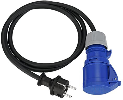 REV Caravan Adapter, Schutzkontaktstecker und CEE-Kupplung IP44. 1,5m 3500W, schwarz