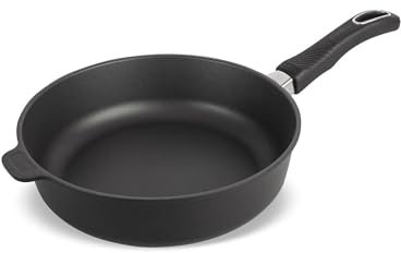 Original Gundel GUSS-BRATPFANNE INDUKTION hoch, Ø 26 cm, Höhe 7,5 cm, Pfanne hoher Rand BIOTAN-Oberfläche, PFOA-frei, Akku-Therm Boden - abnehmbarer Designer-Stiel