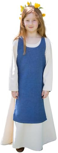 Burgschneider - Kinderüberkleid Ylva - Meerblau (152, für Damen & Herren, Baumwolle) Historisch - Early Medieval, Viking