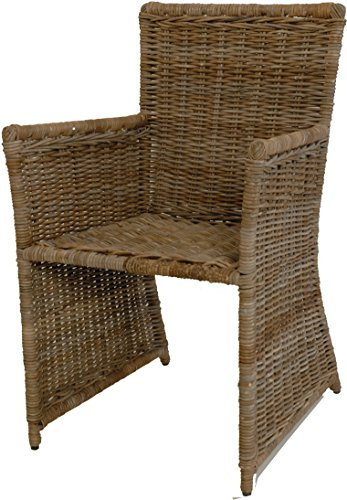 korb.outlet Sessel aus natürlichem Rattan mit stabilem Eisenrahmen - Kobo Grau