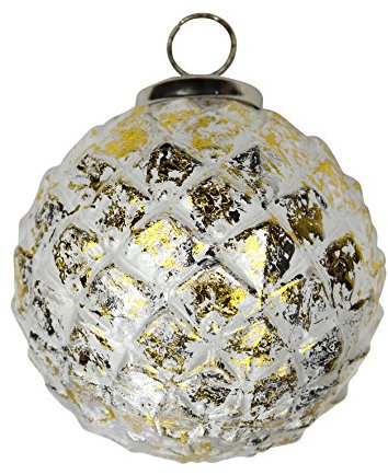 DECOLINE Glas Weihnachtskugeln 4 Stück Ananas Ø 10cm Silber/Gold