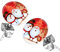 Mianova Ohrringe Stecker Rund Klein Ohrstecker Runde Platte Silber mit Winter Weihnachts Motiv Weihnachtsmann, Rentier und Schneemann