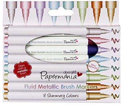 Docrafts Brush Marker Fluid Metallic, (8 Stück)