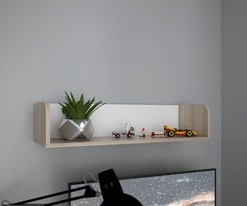 FORTE Winnie Wandregal, Holzwerkstoff, Sonoma Eiche / Weiß, B x H x T: 79,9 x 17,5 x 25,8