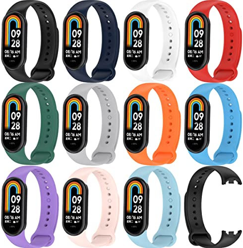 PINHEN Armband Kompatible mit Xiaomi Mi Band 8 - Silikon Ersatz Fitness Ersatzband und Uhrenarmband Sportarmband für Smart Band 9/8