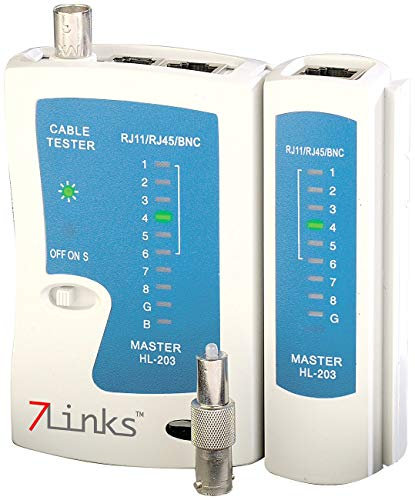 7links Netzwerk Kabeltester: 3in1-Kabeltester für RJ-45, RJ-11 und BNC (LAN Tester, Netzwerkprüfer, Netzwerkkabel prüfen)