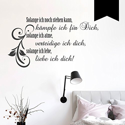 Wandkings Wandtattoo Solange ich noch stehen kann, kämpfe ich für Dich, solange ich atme, verteidige ich dich, solange ich lebe, liebe ich dich! (mit Schnörkelranke) 50 x 28 cm schwarz - erhältlich in 33 Farben