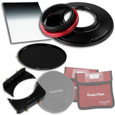 WonderPana 66 FreeArc Essentials ND 0.9SE Kit - Rotating 145mm Filter System Holder, Lens Cap, Fotodiox Pro 6.6x8.5 0.9 (2-stop) Soft Edge Grad ND and 145mm ND16 (4-Stop) Filters for the Panasonic Lumix G Vario 7-14mm f/4.0 Aspherical Lens (Micro Four Thirds Format)