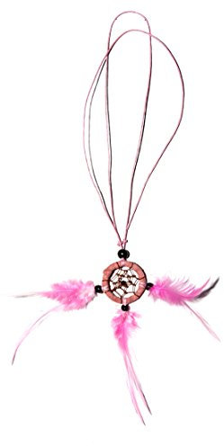 Dreamcatcher Kette Traumfänger Halskette Auto Deko Rosa Pinke Federn (länge verstellbar)