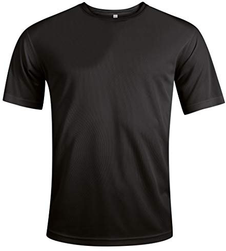 MKR Quick Drying Breathable Cooling Short Sleeve Sports T-Shirt with UPF40+ Sun UV Protection (Black, M)