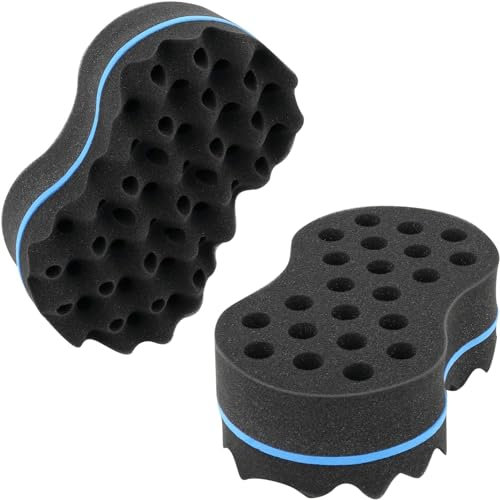 Beauty7 Doppelseite Haarbürste Schwamm Afrikanische Magie Friseur Schwamm Haarbürste Für Mann Haare Twist Schwamm Magic Curl Schwamm für Dreadlocks Curl Twist Sponge Magic Hair Braider