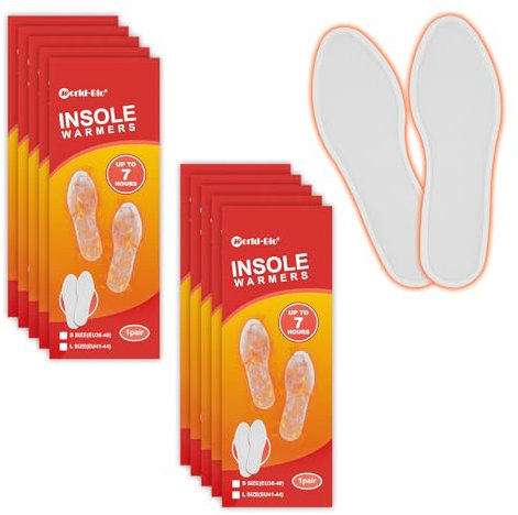 WORLD-BIO WORLD BIO Insole Foot Warmers Long Lasting Safe Natural Odorless Air Activated Warmers Up to plhour of Heat 10 Pairs Value Pack 8.5 x 25 cm 10 Pairs foot warmers