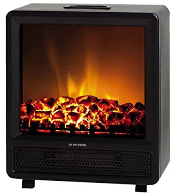 ARDES - AR350 Elektrokamin mit Holzfeuer-Effekt CAMINO' SQUARE, Einstellbarer Elektrokamin mit Flammen-Effekt und Thermostat, elektrischer Kaminofen 1500W, Elektroofen mit Kamin-Effekt, schwarz