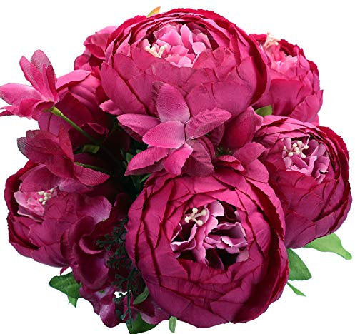 Duovlo Künstliche Pfingstrosen, aus Seide, Blumenstrauß, Hochzeitsdekoration, 1 Stück (Frühling Hot Pink)