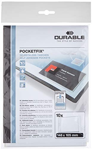 Durable Pocketfix Sachet de 10 Porte-étiquettes adhésifs 105 x 148 mm
