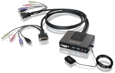 IOGEAR 2-Port Dual-Link DVI Cable KVM with Audio, GCS982U