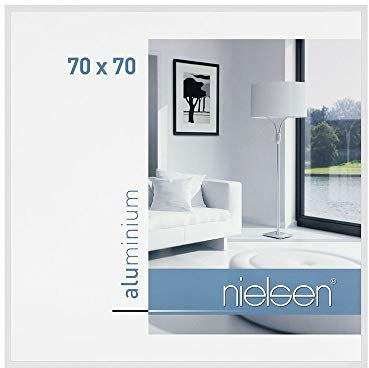 nielsen Bilderrahmen, 70 x 70 cm, Aluminium, Weiß glanz, Posterrahmen zum Aufhängen im Hoch- & Querformat, Echtglas, C2