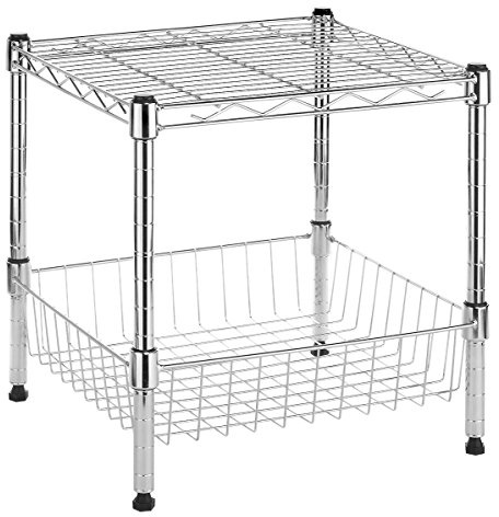 Whitmor 2-Draht-Regal, Metall-Aufbewahrungsregale, Stapelregal mit Korb, einfache Montage, Heim-Organizer für Speisekammer, Küche, Garage, Pflanze
