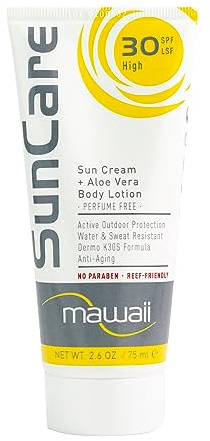 Mawaii SunCare Anti-Aging Sonnencreme 20 LSF - 75 ML - Spezialist Outdoor-Sport Sonnencreme - Wasserfest und Schweißfest - Reef Friendly und ohne Parabene