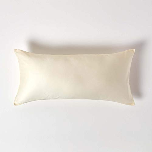 HOMESCAPES Cream Organic Cotton Euro Size Pillowcase 40 x 80 cm 400TC 600 Thread Count Equivalent Pillow Case with Zip