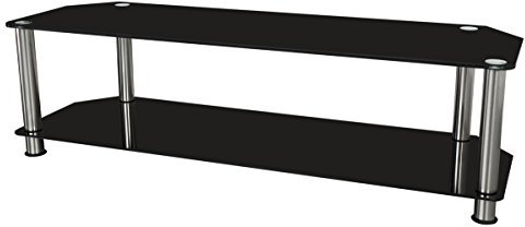 AVF Black Glass TV Stand - Large XL Black Glass and Metal Leg TV Unit Floorstand 140cm Wide, For TVs Up to 65 & 60kg Max - SDC1400
