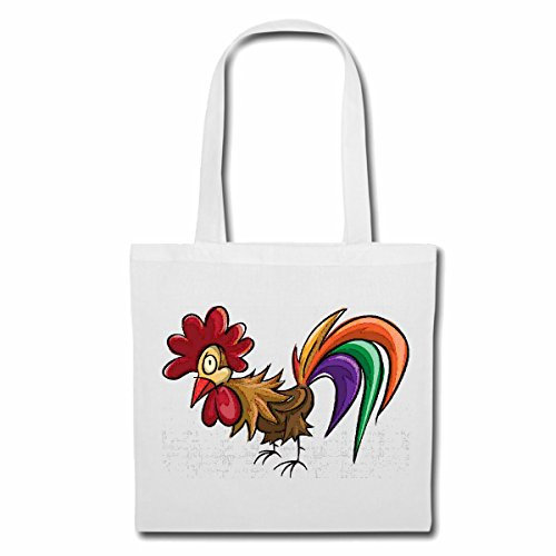 Reifen-Markt Tasche Umhängetasche HUHN HAHN GOCKEL VINTAGE HÄHNCHEN KÜCKEN KÜKEN OSTERN Einkaufstasche Schulbeutel Turnbeutel in Weiß