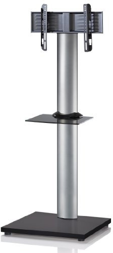 VCM TV Standfuß LED Ständer Fernseh Alu Glas Universal VESA Mobil Rollen Bodenplatte Zwischenboden Onu Maxi