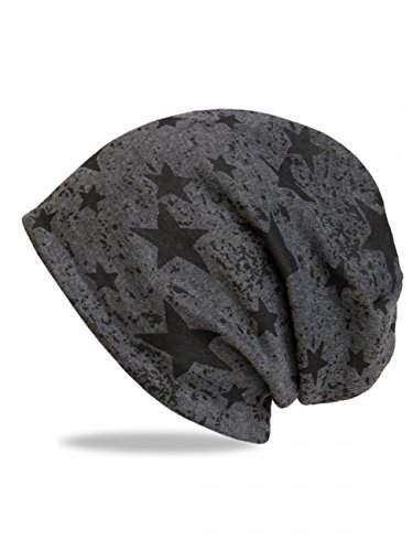 Caspar MU124 Unisex Vintage Stern Beanie, Farbe:dunkelgrau, Größe:One Size