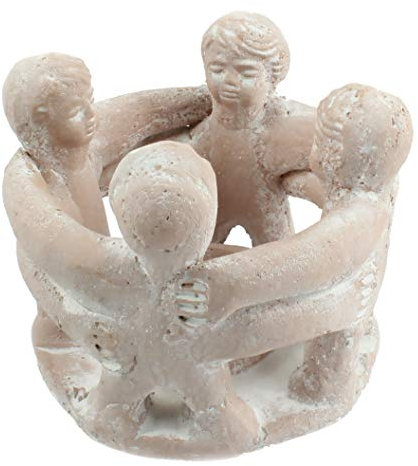 Budawi® Freundeskreis 4 Freunde aus Terrakotta Handwerkskunst aus Mexiko Handmade Teelichthalter Kerzenhalter für Haus & Garten Circle of Friends