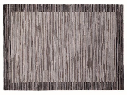 Bambu Lion handgeknüpfter echter original Nepal Designer Teppich Naturfaser Kurzflor in Grau Beige Braun Größe: 70x140 cm Diele, Esszimmer, Flur, Kin