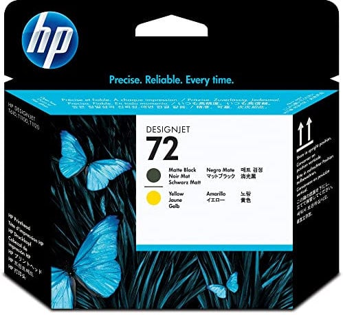 HP 943PRZ7 72 Originaler DesignJet Druckkopf (C9384A) in Mattschwarz & Gelb, für HP DesignJet T2300 eMFP, T1300, T1200, T1120, T1100, T1100 MFP, T795, T790, T770, T620, T610 & T600 Großformatdrucker