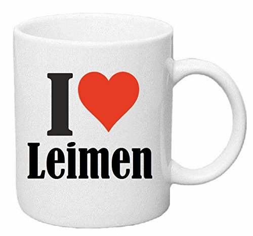 Kaffeetasse I Love Leimen Keramik Höhe 9,5cm ? 8cm in Weiß