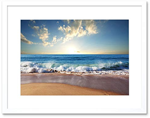 Wee Blue Coo Photo Seascape Beach Sand Ocean Surf Waves Framed Wall Art Print