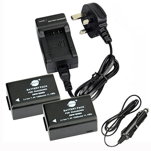 DSTE 2-Pack DMW-BMB9E Spare Battery and DC108U Travel Charger Compatible with Panasonic DMW-BMB9 Lumix DMC-FZ48 DMC-FZ70 DMC-FZ72 DMC-FZ100 DMC-FZ150 V-Lux2 V-Lux3 Camera as Leica BP-DC9
