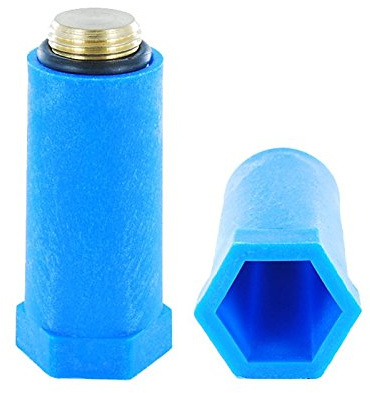 10 Stück Baustopfen mit Messinggewinde - BLAU - 1/2