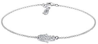 Elli Fußschmuck Damen Fußkettchen Hamsa Hand mit Kristalle in 925 Sterling Silber