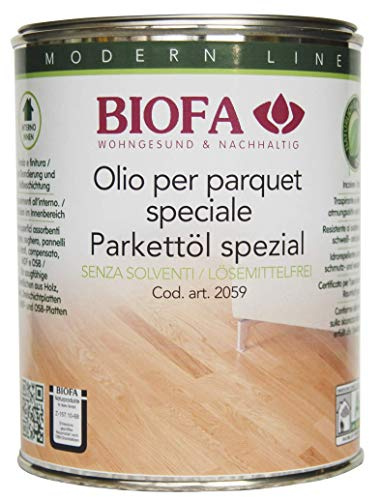 BIOFA 2059 Professionelles Spezialöl für Parkett und Möbel, lösemittelfrei, farblos, 2,5 Liter