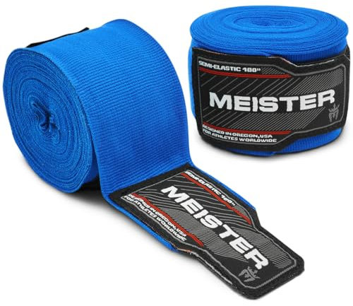 Meister Bende Semi-Elastiche da Adulto di 180 Pollici (457 cm) per MMA e Boxe (Coppia) - Blu