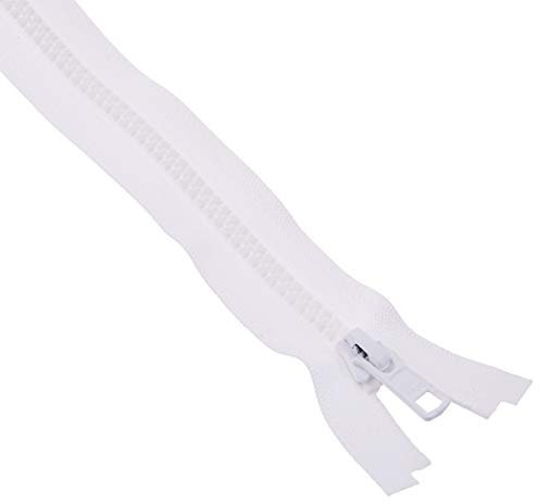 YKK 0000112 Steppmaschine mit langem Arm, 5 geformte Kunststoffteile, Trennung, Weiß (1 Reißverschluss)