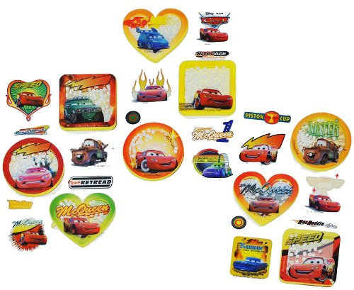 alles-meine.de GmbH 5 * 9 TLG. Set 3-D Sticker/Aufkleber - Cars Lightning McQueen - Kinder Kind z.B. für Stickeralbum Kartensticker Stickerset Auto Abwischbar Plastik
