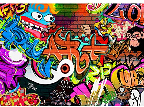 Runa Art Fototapete Graffiti Streetart 352 x 250 cm Vlies Tapeten XXL Moderne Wandtapete Wohnzimmer Schlafzimmer Bunt 9068011a