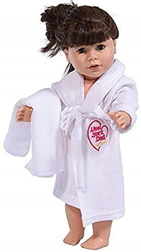 THE NEW YORK DOLL COLLECTION 18 Zoll/ 46 cm Puppen Gewand und Weiß Handtuch passt Puppen - Puppen Bademantel und Krawattengürtel mit Handtuch, Weiß Puppen Bademantel