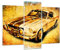 Mehrteilige Bilder auf Glas 130x100cm Glasbild Auto klassisch Geschwindigkeit Sammler Groß Wanddeko Schlafzimmer Küche Set 3 teilige Wandbilder Dekoration Wohnzimmer Modern Wand Art GCB130x100-0528