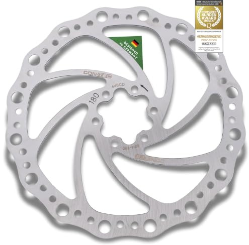CONTEC Fahrrad-Bremsscheibe CDR-1 IS, 6-Loch, Edelstahl, 180mm, ca. 160g, hitzebeständig, hohe Bremskraft, langlebig, einfache Montage, leicht, silber