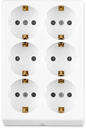 REV Steckdosenleiste, Mehrfachsteckdose ohne Kabel 6fach, max. 3500W, Weiss