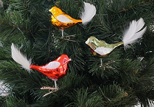 3 TLG. Glas-Vögel Set in Hochglanz Vintage Style - Christbaumkugeln - Weihnachtsschmuck-Christbaumschmuck