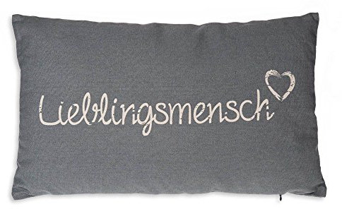 Haus und Deko Lieblingsmensch Kissen Bezug 30x50 cm Baumwolle Kissenhülle Baumwolle Dekokissen Grau